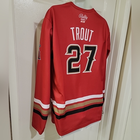 Anaheim Ducks Los Angeles Angels Mens Mike Trout Hockey SGA Jersey #27 Size XL - Picture 5 of 7